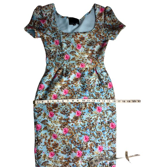 Cynthia Rowley Floral Dress Size 0 Pink and Gold Floral Flamboyant Midi Feminine - Picture 8 of 10